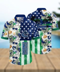 NHL Vancouver Canucks Hawaiian Shirt Tropical Hat And Glasses Pattern Summer Hawaiian Shirt