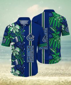 NHL Vancouver Canucks Hawaiian Shirt Tropical Tropical Forest Floral Pattern Summer Hawaiian Shirt