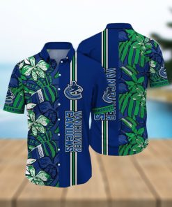 NHL Vancouver Canucks Hawaiian Shirt Tropical Tropical Forest Floral Pattern Summer Hawaiian Shirt