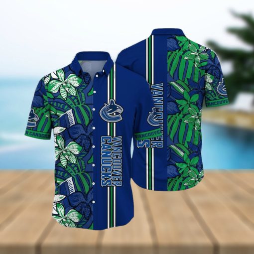 NHL Vancouver Canucks Hawaiian Shirt Tropical Tropical Forest Floral Pattern Summer Hawaiian Shirt