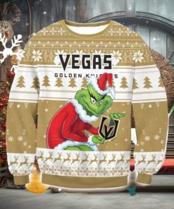 NHL Vegas Golden Knights Grinch AOP Ugly Christmas Sweater Christmas Gift For Men And Women