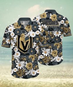 NHL Vegas Golden Knights Hawaiian Shirt Tropical Begonia Flower Pattern Summer Hawaiian Shirt