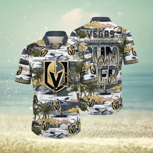 NHL Vegas Golden Knights Hawaiian Shirt Tropical Desert Island Motif Summer Hawaiian Shirt