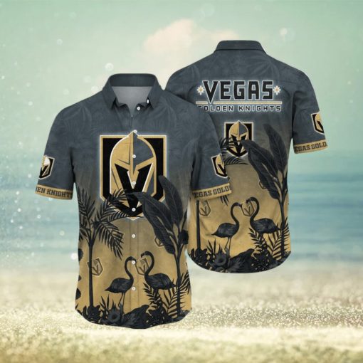 NHL Vegas Golden Knights Hawaiian Shirt Tropical Flamingo Pattern Summer Hawaiian Shirt