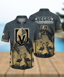 NHL Vegas Golden Knights Hawaiian Shirt Tropical Flamingo Pattern Summer Hawaiian Shirt