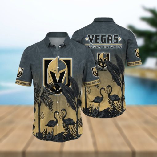 NHL Vegas Golden Knights Hawaiian Shirt Tropical Flamingo Pattern Summer Hawaiian Shirt