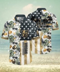 NHL Vegas Golden Knights Hawaiian Shirt Tropical Hat And Glasses Pattern Summer Hawaiian Shirt