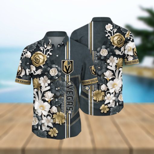 NHL Vegas Golden Knights Hawaiian Shirt Tropical Hepatica Floral Pattern Summer Hawaiian Shirt