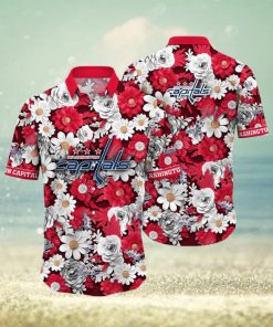 NHL Washington Capitals Hawaiian Shirt Tropical Begonia Flower Pattern Summer Hawaiian Shirt