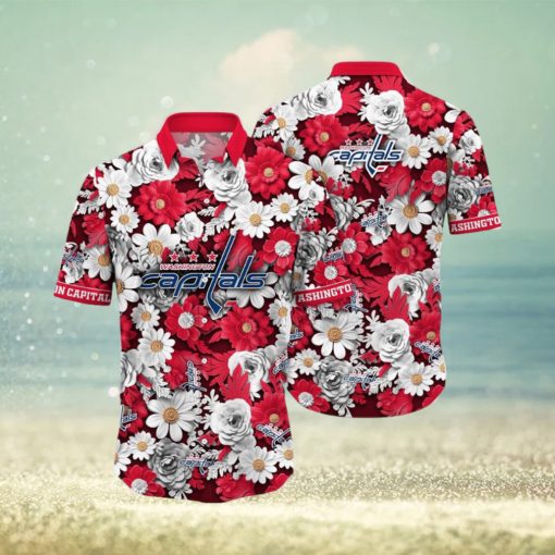 NHL Washington Capitals Hawaiian Shirt Tropical Begonia Flower Pattern Summer Hawaiian Shirt