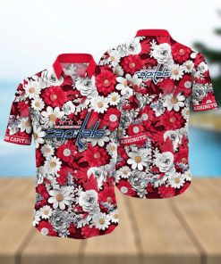 NHL Washington Capitals Hawaiian Shirt Tropical Begonia Flower Pattern Summer Hawaiian Shirt