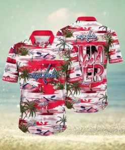 NHL Washington Capitals Hawaiian Shirt Tropical Desert Island Motif Summer Hawaiian Shirt