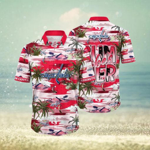 NHL Washington Capitals Hawaiian Shirt Tropical Desert Island Motif Summer Hawaiian Shirt