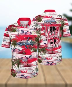 NHL Washington Capitals Hawaiian Shirt Tropical Desert Island Motif Summer Hawaiian Shirt