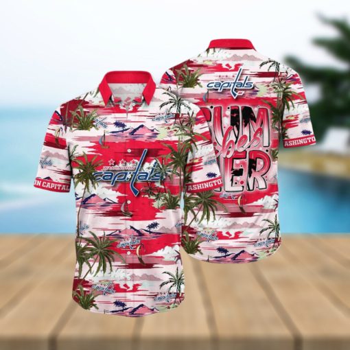 NHL Washington Capitals Hawaiian Shirt Tropical Desert Island Motif Summer Hawaiian Shirt