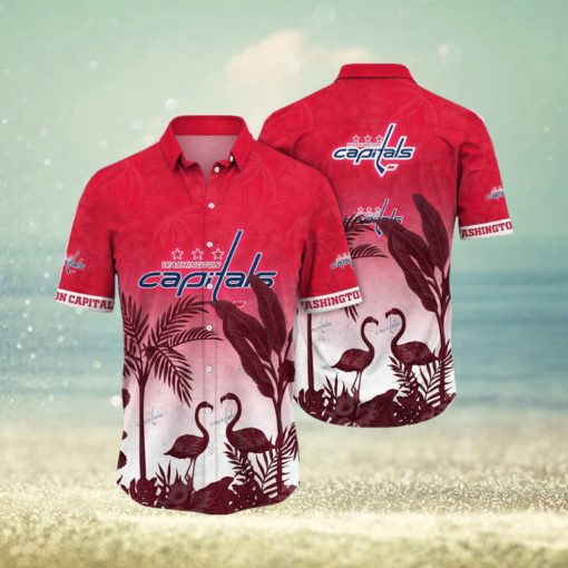 NHL Washington Capitals Hawaiian Shirt Tropical Flamingo Pattern Summer Hawaiian Shirt