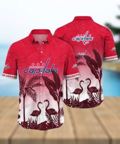 NHL Washington Capitals Hawaiian Shirt Tropical Flamingo Pattern Summer Hawaiian Shirt