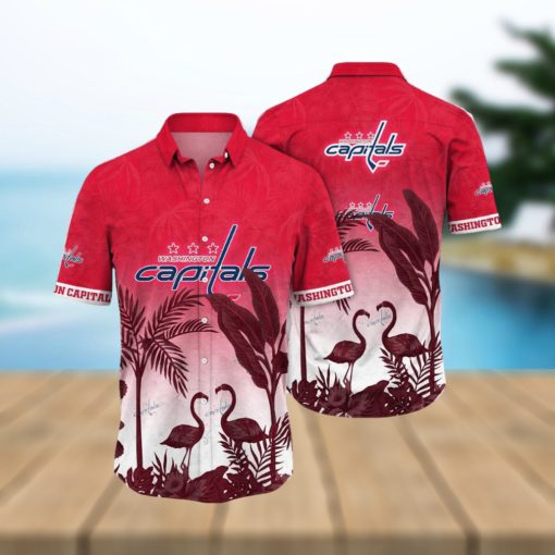 NHL Washington Capitals Hawaiian Shirt Tropical Flamingo Pattern Summer Hawaiian Shirt