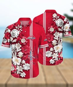 NHL Washington Capitals Hawaiian Shirt Tropical Hepatica Floral Pattern Summer Hawaiian Shirt