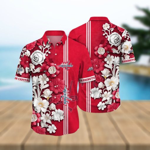 NHL Washington Capitals Hawaiian Shirt Tropical Hepatica Floral Pattern Summer Hawaiian Shirt