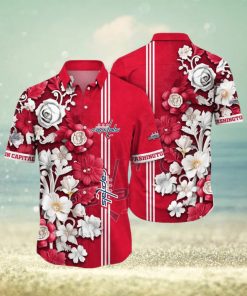 NHL Washington Capitals Hawaiian Shirt Tropical Hepatica Floral Pattern Summer Hawaiian Shirt