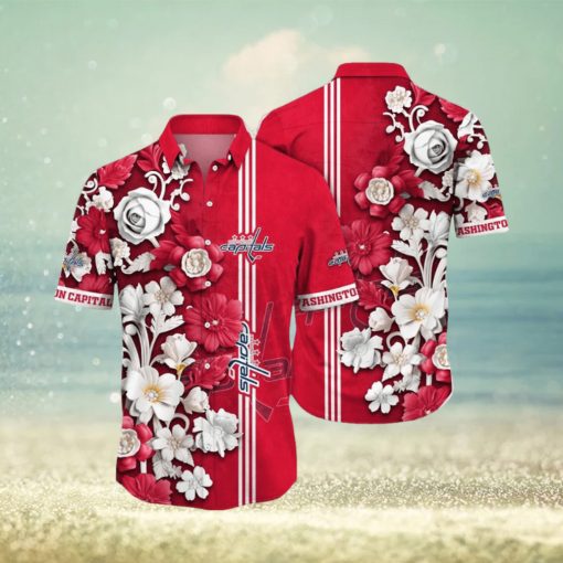 NHL Washington Capitals Hawaiian Shirt Tropical Hepatica Floral Pattern Summer Hawaiian Shirt