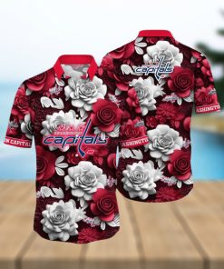 NHL Washington Capitals Hawaiian Shirt Tropical Rose Pattern Summer Hawaiian Shirt