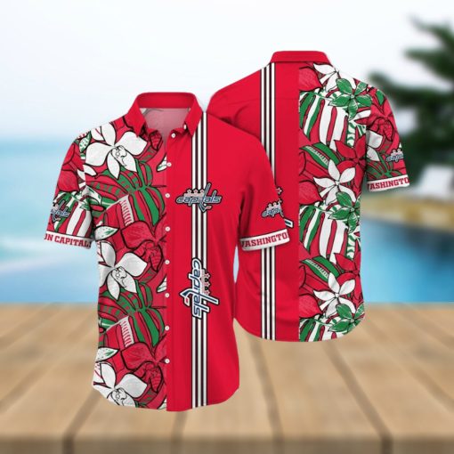 NHL Washington Capitals Hawaiian Shirt Tropical Tropical Forest Floral Pattern Summer Hawaiian Shirt