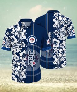 NHL Winnipeg Jets Hawaiian Shirt Tropical Apricot Blossom Pattern Summer Hawaiian Shirt