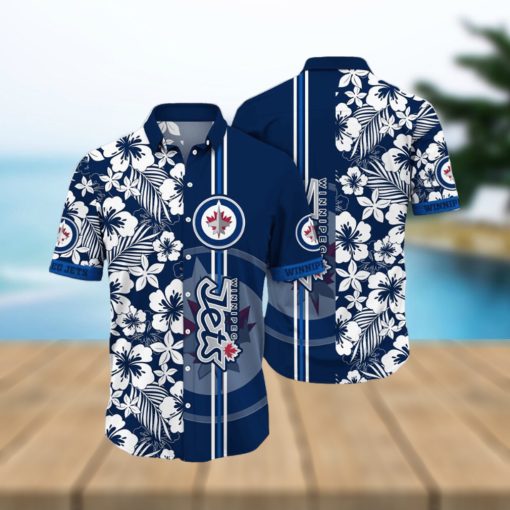 NHL Winnipeg Jets Hawaiian Shirt Tropical Apricot Blossom Pattern Summer Hawaiian Shirt