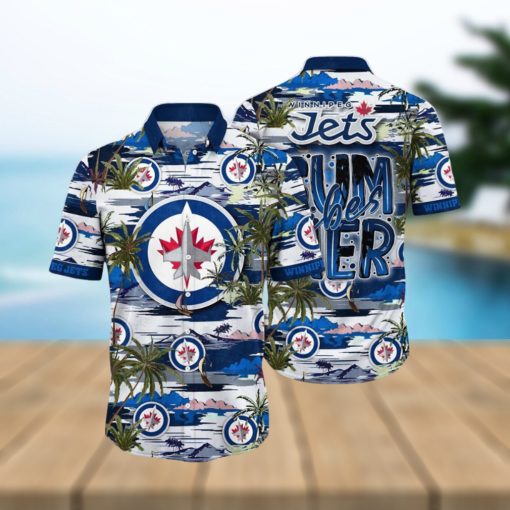 NHL Winnipeg Jets Hawaiian Shirt Tropical Desert Island Motif Summer Hawaiian Shirt