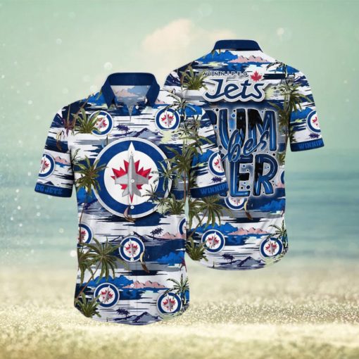 NHL Winnipeg Jets Hawaiian Shirt Tropical Desert Island Motif Summer Hawaiian Shirt