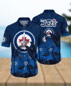 NHL Winnipeg Jets Hawaiian Shirt Tropical Flamingo Pattern Summer Hawaiian Shirt