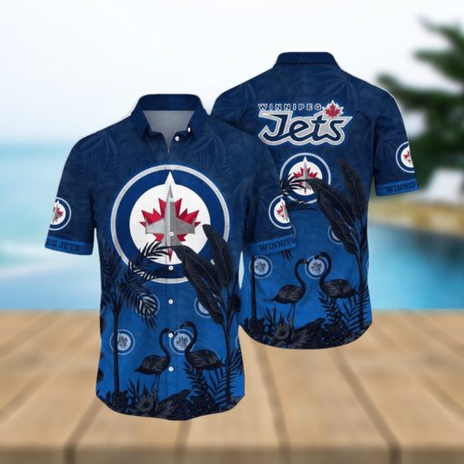 NHL Winnipeg Jets Hawaiian Shirt Tropical Flamingo Pattern Summer Hawaiian Shirt