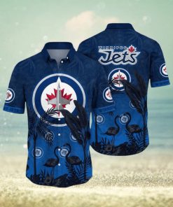 NHL Winnipeg Jets Hawaiian Shirt Tropical Flamingo Pattern Summer Hawaiian Shirt