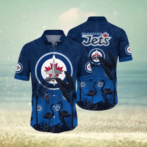 NHL Winnipeg Jets Hawaiian Shirt Tropical Flamingo Pattern Summer Hawaiian Shirt