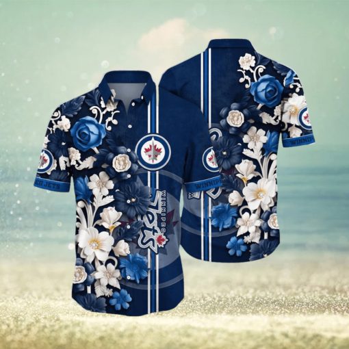 NHL Winnipeg Jets Hawaiian Shirt Tropical Hepatica Floral Pattern Summer Hawaiian Shirt