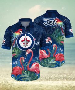 NHL Winnipeg Jets Hawaiian Shirt Tropical Parrot And Flamingo Motifs Summer Hawaiian Shirt