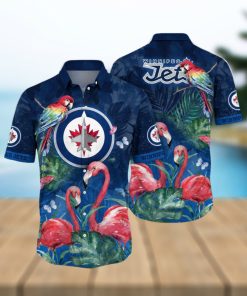 NHL Winnipeg Jets Hawaiian Shirt Tropical Parrot And Flamingo Motifs Summer Hawaiian Shirt