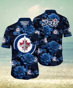 NHL Winnipeg Jets Hawaiian Shirt Tropical Rose Pattern Summer Hawaiian Shirt