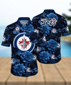 NHL Winnipeg Jets Hawaiian Shirt Tropical Rose Pattern Summer Hawaiian Shirt