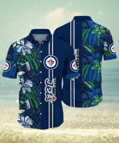 NHL Winnipeg Jets Hawaiian Shirt Tropical Tropical Forest Floral Pattern Summer Hawaiian Shirt