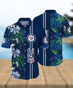 NHL Winnipeg Jets Hawaiian Shirt Tropical Tropical Forest Floral Pattern Summer Hawaiian Shirt