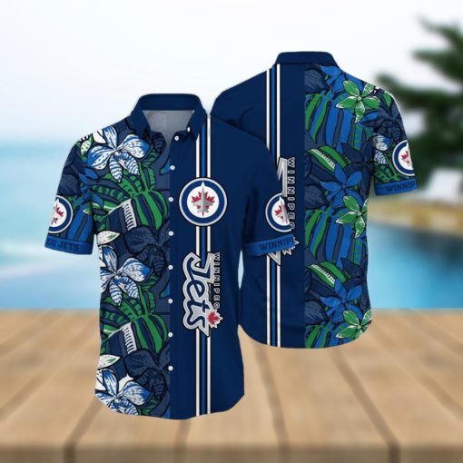 NHL Winnipeg Jets Hawaiian Shirt Tropical Tropical Forest Floral Pattern Summer Hawaiian Shirt