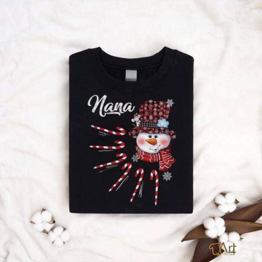 Nana Snowman Candy Cane Christmas Red Plaid Hat T Shirt