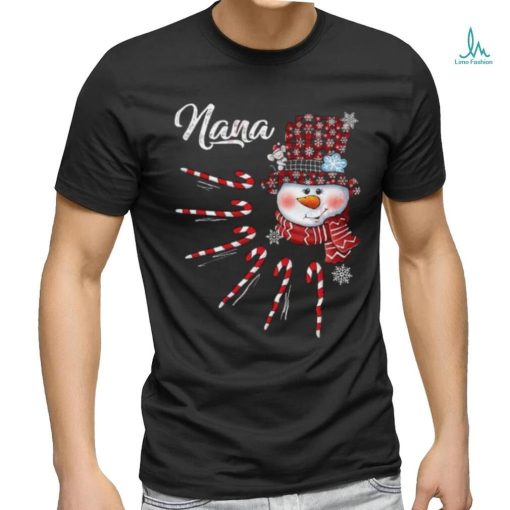 Nana Snowman Candy Cane Christmas Red Plaid Hat T Shirt