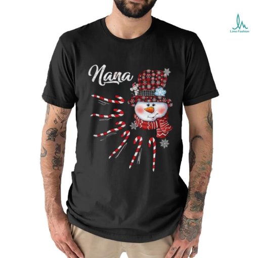 Nana Snowman Candy Cane Christmas Red Plaid Hat T Shirt