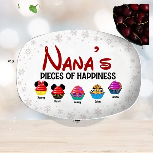 Nana’s Pieces Of Happiness, Personalized 04OHTN261023QN Resin Plate, Christmas Gift For Family