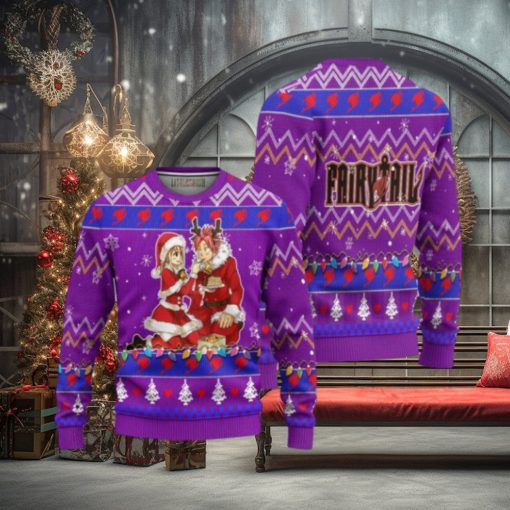 Natsu x Lucy Anime Ugly Christmas Sweater Custom Fairy Tail Xmas Gift