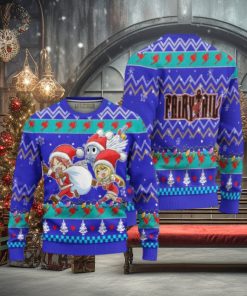 Natsu x Lucy x Happy Anime Ugly Christmas Sweater Custom Fairy Tail Xmas Gift